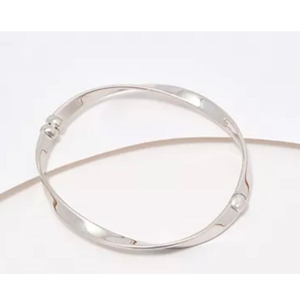 Christian James by Scott Grimes Sterling Silver Polished Ripple Bangle, 13.0g - Picture 2 of 7